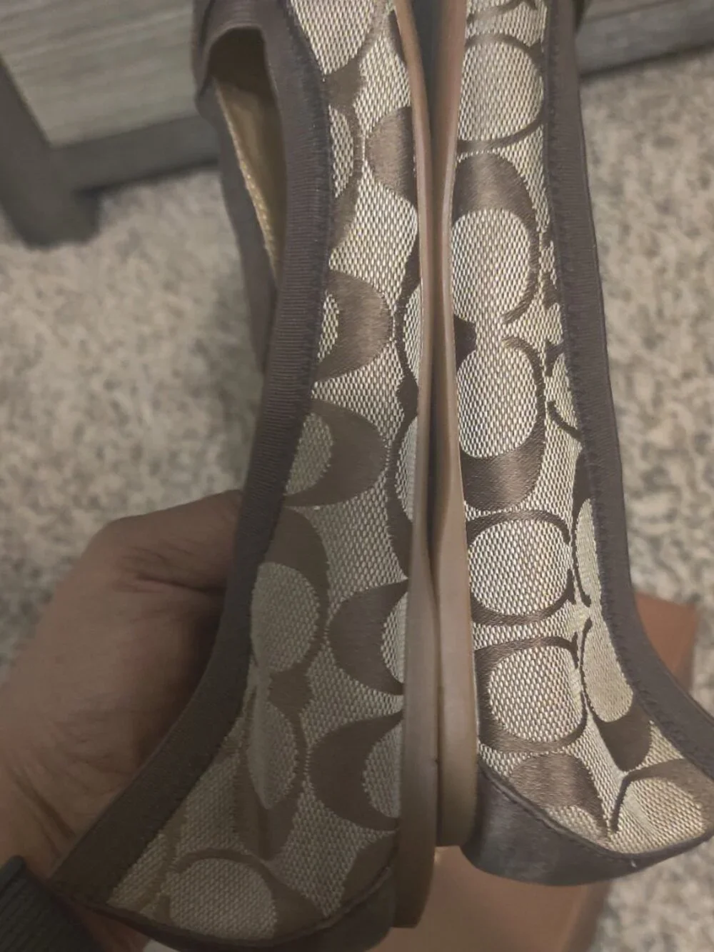 Coach Chestnut/Khaki Matte Calf Chelsey Flats Size 9M